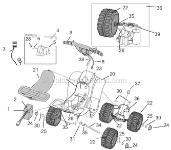 Page A Diagram and Parts List for 77767-9993  Power Wheels Ride-On Cars